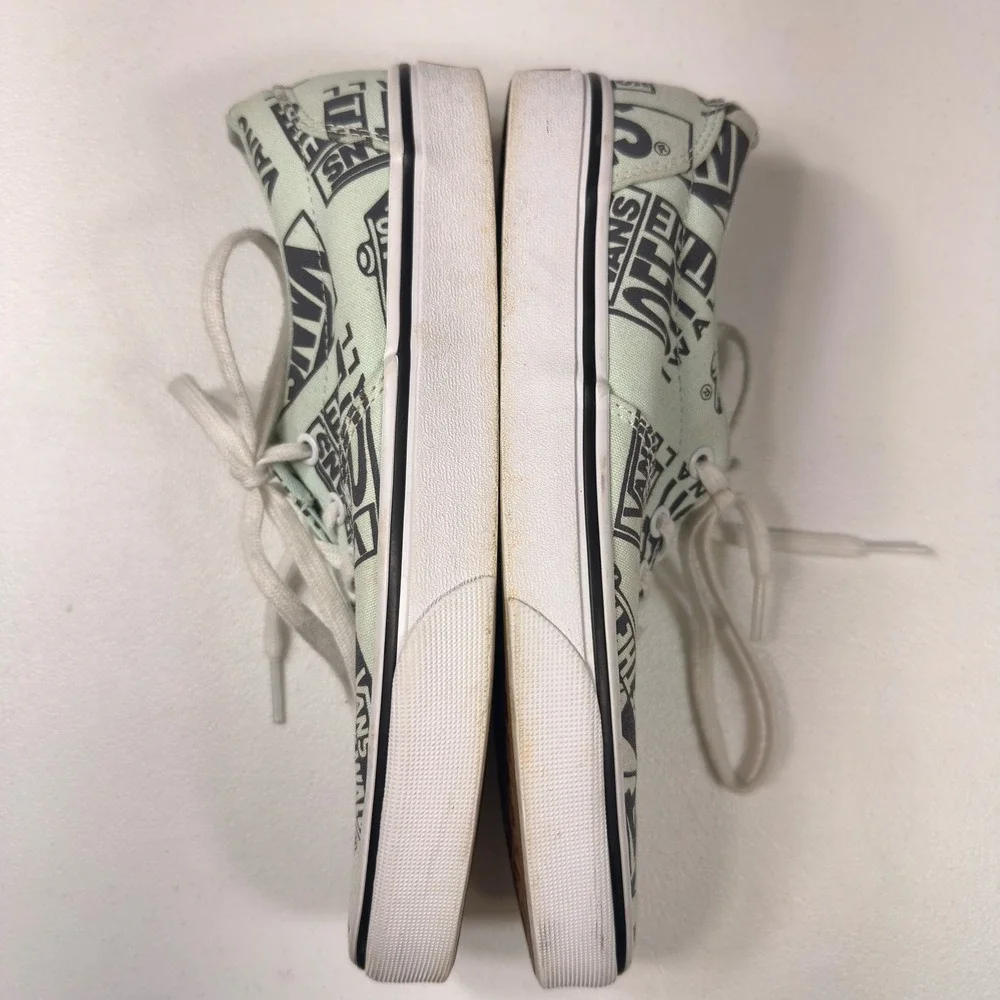 Vans Authentic Off The Wall Logo Print Mint Green Sneakers Womens 8.5